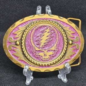 Grateful Dead "Sugar Magnolia" STEAL  YOUR FACE Stealie Gold Tone Belt Buckle